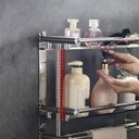 Ver imagem 5 de Suporte Inox Cozinha Banheiro Organizador Gancho Prateleira Dupla Multiuso Toalha Shampoo Condiciona