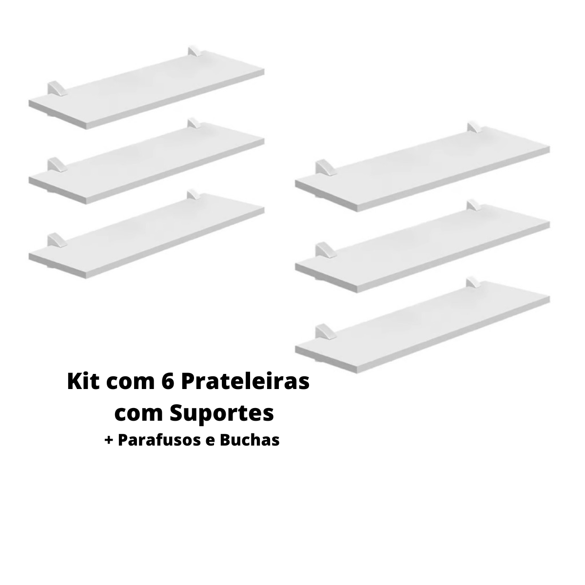 Kit com 6 Prateleiras Mdp Bcas 20x28 com Suportes D-core