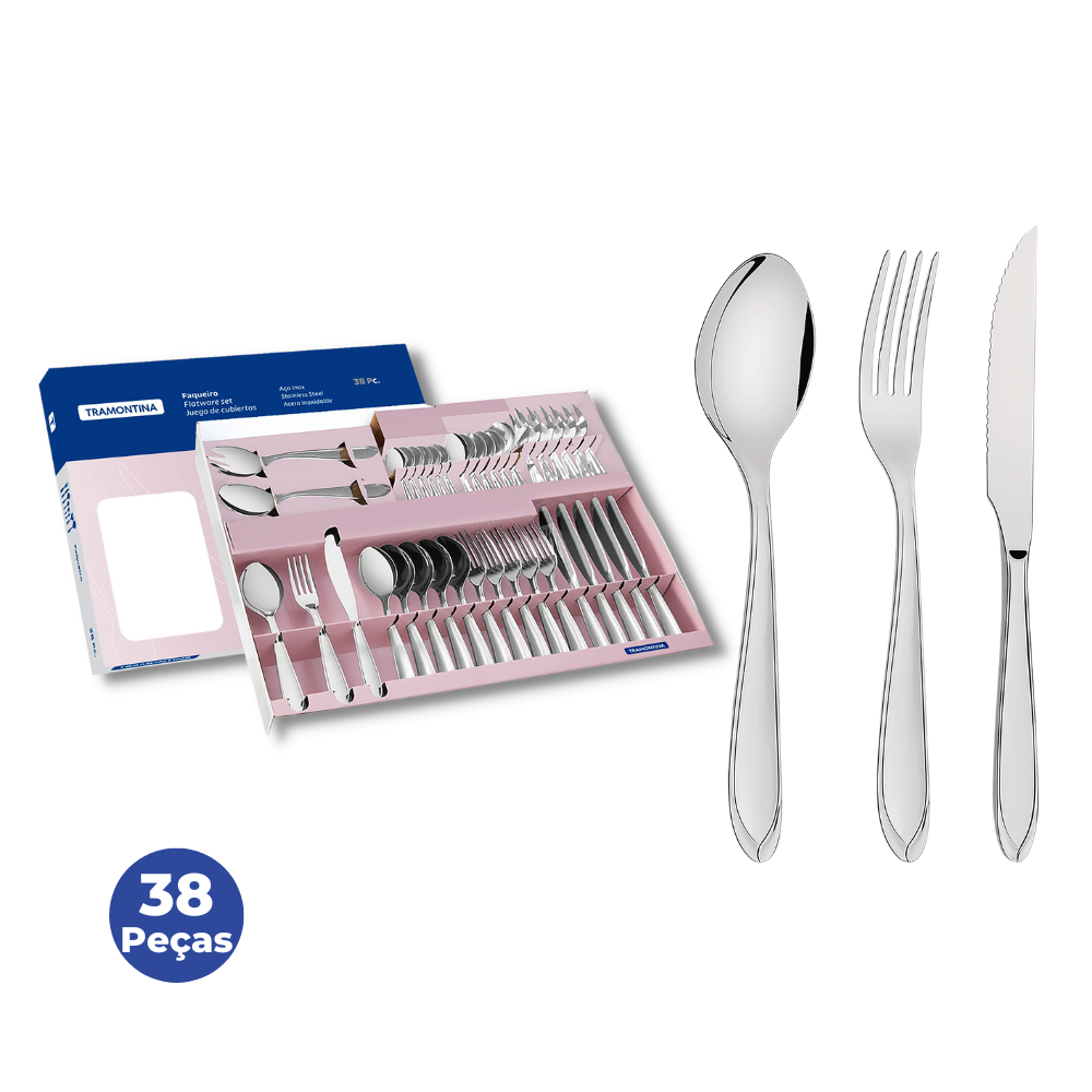 Kit 3 Talheres Garfo Alto Brilho INOX - Bene Casa - Estilo e Conforto