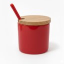 Ver imagem 1 de Porta Condimentos Cerâmica e Bambu Moderno 300ml - Luxo:vermelho