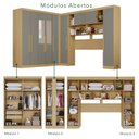 Ver imagem 3 de Guarda-Roupa de Canto com Espelho Modulado 9 Portas 2 Gavetas Argentina Cinza/Jequitibá/Granizo