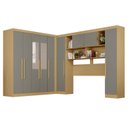 Ver imagem 2 de Guarda-Roupa de Canto com Espelho Modulado 9 Portas 2 Gavetas Argentina Cinza/Jequitibá/Granizo