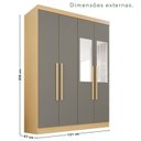 Ver mais imagens de Guarda-Roupa de Canto com Espelho Modulado 9 Portas 2 Gavetas Argentina Cinza/Jequitibá/Granizo