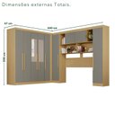 Ver imagem 4 de Guarda-Roupa de Canto com Espelho Modulado 9 Portas 2 Gavetas Argentina Cinza/Jequitibá/Granizo