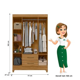 Guarda Roupa Paraty 111cm 4 Portas Freijó Moval - 3