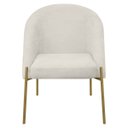 Ver imagem 3 de Banqueta Poltrona Lua Pé Metal Bouclê Ideal para Sala Penteadeira ou Salão:bege Claro