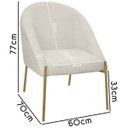 Ver imagem 5 de Banqueta Poltrona Lua Pé Metal Bouclê Ideal para Sala Penteadeira ou Salão:bege Claro