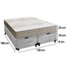 Cama Box Baú Casal Bipartido Suede + Colchão de Molas Ensacadas Portobel Ipanema -  138x188x66cm Cor - 3