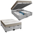 Ver imagem 1 de Cama Box Baú Casal Bipartido Suede + Colchão de Molas Ensacadas Portobel Ipanema - 138x188x66cm Cor