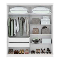 Guarda-roupa Casal 2 Portas 2 Gavetas Zeine com Espelho Branco - 4