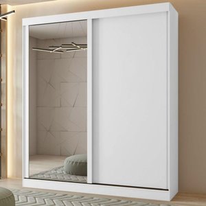 Guarda-roupa Casal 2 Portas 2 Gavetas Zeine com Espelho Branco