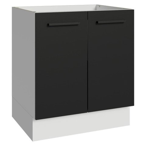 Balcão de Cozinha Agata 2 Portas MDP 70cm Branco e Preto Madesa