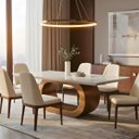 Ver imagem 2 de Mesa de Jantar Retangular Base Orgânica em Madeira Maciça 200x100cm 8 Lugares Barola Ccs
