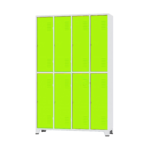 Armário Roupeiro De Aço Vestiário Academia 8 Portas C/ Prateleira Locker Verde
