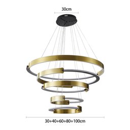 Lustre Pendente Nordecor Uoli 2575 Preto / Ouro Fosco Led Bivolt - 4