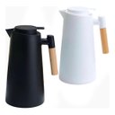 Ver imagem 2 de Garrafa Térmica Café Chá 1 Litro Preta a Vacuo Cabo Madeira