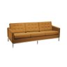 Sofá Florence Knoll 3 Lugares Cromado em Sintético Caramelo - 1