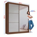 Ver imagem 4 de Guarda-Roupa Casal 2 Portas 3 Gavetas com Espelho 100% MDF Grécia Marrom/Castanho/Off White