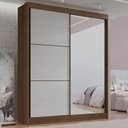 Ver imagem 1 de Guarda-Roupa Casal 2 Portas 3 Gavetas com Espelho 100% MDF Grécia Marrom/Castanho/Off White