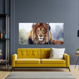 Quadro Decorativo - 3 Telas - Leão Estilizado - 120x60cm - 3