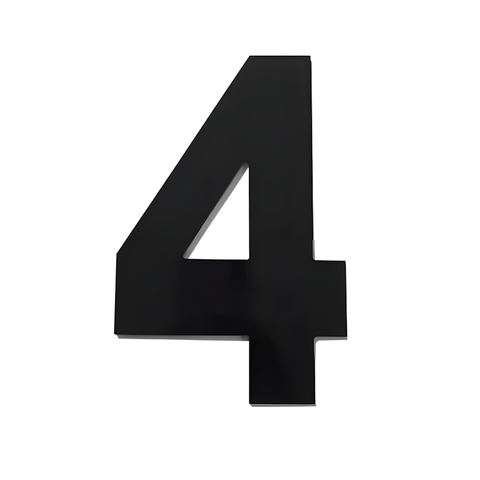 Algarismo Grande 4 Numeral 185mm Preto em Aluminio