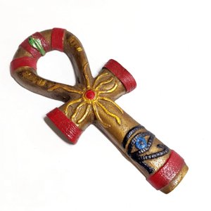 Cruz Ankh Egípcia Vermelha em Resina 16 Cm