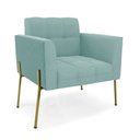 Ver imagem 3 de Poltrona Sala Decorativa Kit 2 Elisa Pé Aço Lateral Dourado Cotelê Ext/veludo Menta D03 - D’Rossi