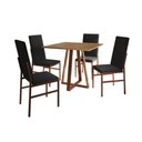 Ver imagem 2 de Conjunto de Jantar Mesa Mônaco Premium 90cm Imbuia com 4 Cadeiras Estofadas Pretas Base Cobre
