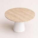 Ver imagem 2 de Mesa de Jantar Cone Redondo 120 cm Tampo Mármore Travertino Base Laca Branca
