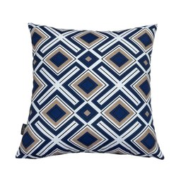 Kit 2 Capas de Almofada Impermeável Belize Zíper Invisível 45cmx45cm:Geométriza Azul e Lisa Azul - 2