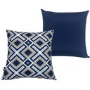Ver imagem 1 de Kit 2 Capas de Almofada Impermeável Belize Zíper Invisível 45cmx45cm:Geométriza Azul e Lisa Azul