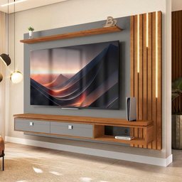 Painel Home Suspenso Ripado Led Tv até 80 Polegadas Titanium Naturalle Hit Shop Jm - 1 Painel Home Suspenso Ripado Led Tv até 80 Polegadas Titanium Naturalle Hit Shop Jm - 1