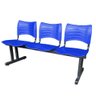 Longarina Cadeira 3 Lugares Iso Plástica Coluna Dupla Para Recepção Auditório e Clinica Azul - 4