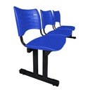 Ver imagem 5 de Longarina Cadeira 3 Lugares Iso Plástica Coluna Dupla Para Recepção Auditório e Clinica Azul