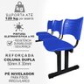 Longarina Cadeira 3 Lugares Iso Plástica Coluna Dupla Para Recepção Auditório e Clinica Azul - 3