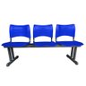 Longarina Cadeira 3 Lugares Iso Plástica Coluna Dupla Para Recepção Auditório e Clinica Azul - 2