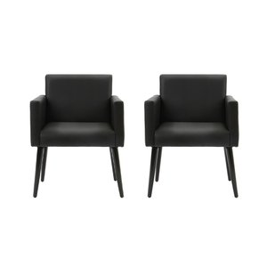 Kit 2 Poltronas Luca em Tecido Sintético Pé Palito - Preto