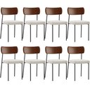 Ver imagem 1 de Kit 08 Cadeiras Estofadas para Sala de Jantar Melina L02 Couríssimo Marrom Bouclê Creme - Lyam Decor