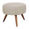 Puff Pufe Banqueta Redondo Estofado Pés Madeira Suede - 1