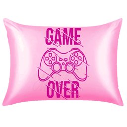 Fronha de Cetim Personalizada Antifrizz Gamer Over Rosa MG4R - 1