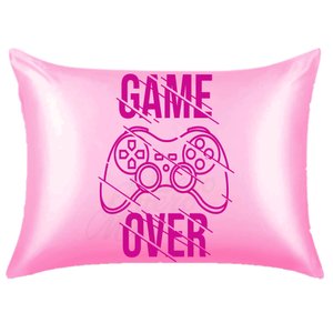 Fronha de Cetim Personalizada Antifrizz Gamer Over Rosa MG4R