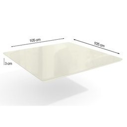 Tampo Mesa Sala de Jantar Madeirado c/Vidro TA28 105x105cm Freijó/Off White - Kappesberg - 2