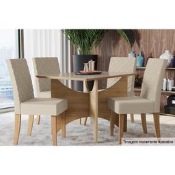 Tampo Mesa Sala de Jantar Madeirado c/Vidro TA28 105x105cm Freijó/Off White - Kappesberg - 3