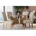 Ver imagem 3 de Tampo Mesa Sala de Jantar Madeirado c/Vidro TA28 105x105cm Freijó/Off White - Kappesberg