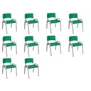 Ver imagem 1 de Kit 10 Cadeiras Infantil Iso, Escola, Base Cinza-verde Escuro