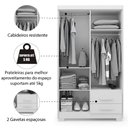 Ver imagem 4 de Guarda Roupas Solteiro 4 Portas 2 Gavetas Primacy Branco Batrol