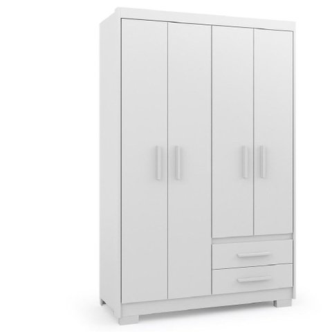 Guarda Roupas Solteiro 4 Portas 2 Gavetas Primacy Branco Batrol
