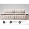 Sofá com Porta Copos Carregador USB Ret Rec Murano 2,30m Velosuede Areia - NETSOFAS - 4