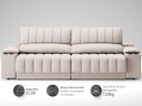 Ver imagem 4 de Sofá com Porta Copos Carregador USB Ret Rec Murano 2,30m Velosuede Areia - NETSOFAS