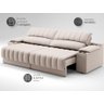 Sofá com Porta Copos Carregador USB Ret Rec Murano 2,30m Velosuede Areia - NETSOFAS - 5